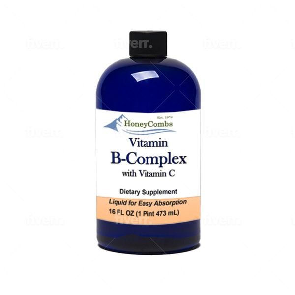 HoneyCombs Vitamin B Complex Drops – Liquid Supplement with Vitamin B1, B2, B3, B5, B6, B7, B9, B12 & Vitamin C – Liquid Super B Complex Vitamins – Alcohol-Free Liquid Vitamin Supplement, 16 Fl Oz.