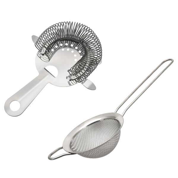 Fine Mesh Strainer, Handle Cocktail Strainer, 2PCS Fine Mesh Strainer with Handle Cocktail Strainer, Stainless Steel Bartender Colander Filter for Tea Juice Home Kitchen Bar Accessories