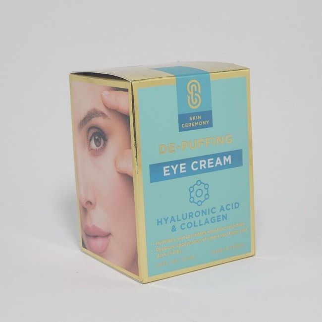 Skin Ceremony Eye Cream De-Puffing Hyaluronic Acid & Collagen Dark Circles 1 oz