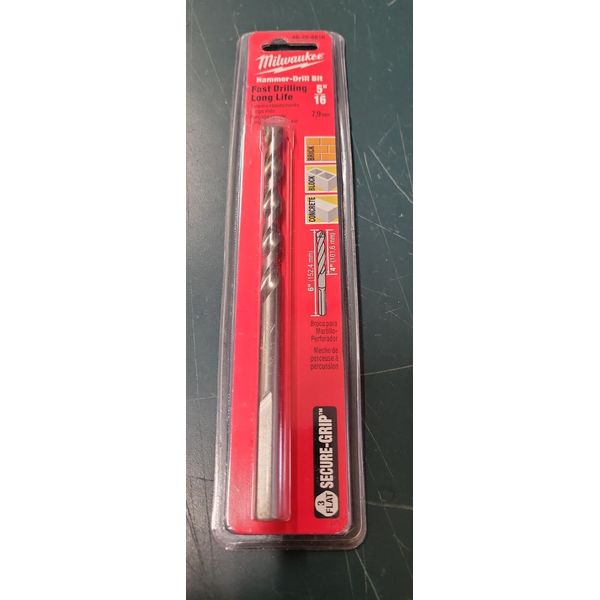 NEW! MILWAUKEE 5/16" CARBIDE TIP HAMMER DRILL BIT, 48-20-8816