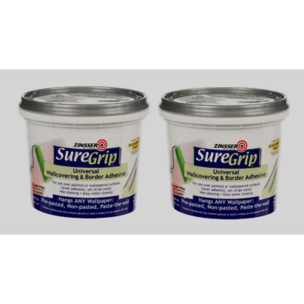 2 ~ Zinsser SureGrip High Strength UNIVERSAL WALLPAPER BORDER ADHESIVE Glue 1qt