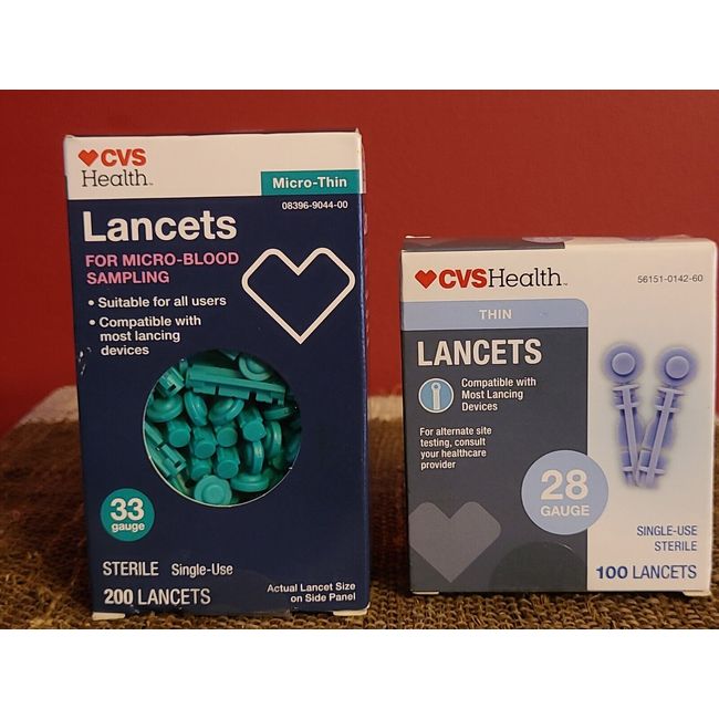 Set of 2 Lancets CVS Micro blood & Thin new in box Exp 9/2025+