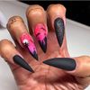 Bufenia 24Pcs Halloween Ballerina Press on Nails Long Length Coffin Fake Nails Stiletto False Nail Acrylic Nails for Women and Girls (E)