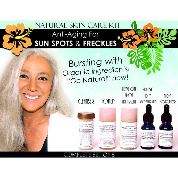 Natural Skin Care Kit Anti Aging For Sun Spots, Age Spots, Freckles Set of 5