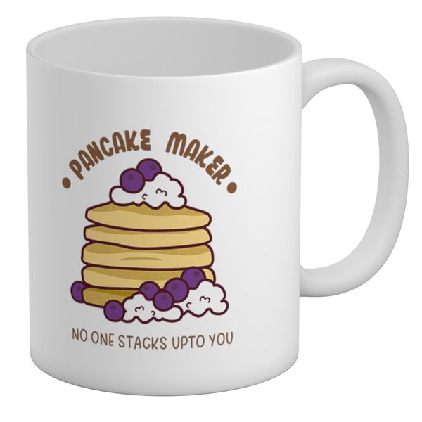 Shopagift Pancake Maker Mug No One Stacks Upto You White 11oz Large Ceramic Cup
