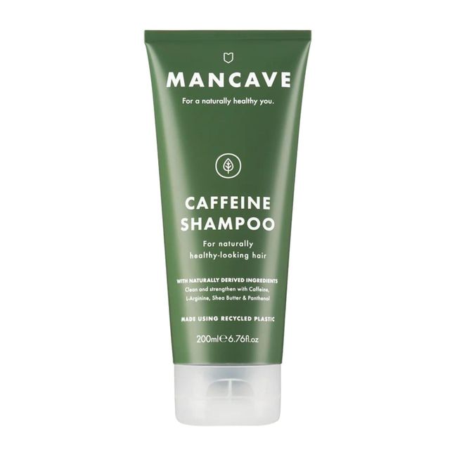 ManCave Caffeine Shampoo 200ml for Men, Support and Encourage Healthy Hair Growth with Caffeine, Panthenol and Vitamin E, Natural Formulation, Sulphate Free, Vegan Friendly, Made in England.