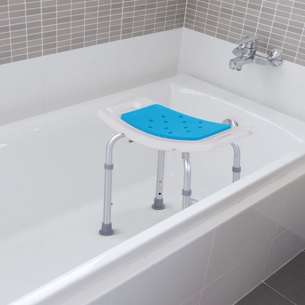 Adjustable Aluminum Bath Stool Spa Shower Chair Non-Slip w/ Shower Hole