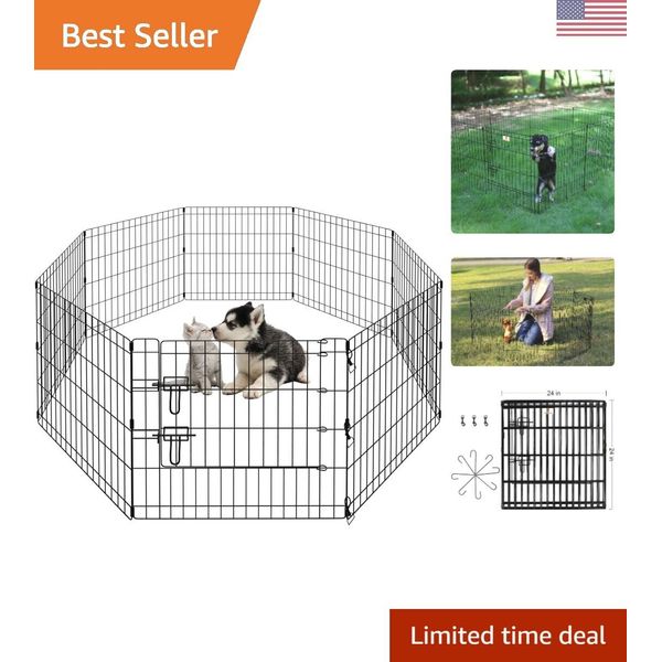 Dog Pen Pet Playpen Dog Fence Indoor Foldable Metal Wire Exercise Puppy Play ...