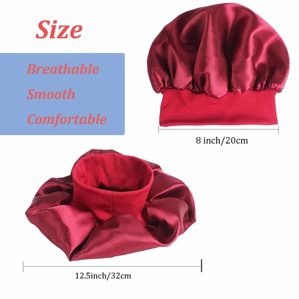 3PCS Satin Bonnet Satin Sleep Cap Satin Hair Bonne Waterproof Night Head Cover with Adjustable Elastic Wide Band Satin Bonnet for Women Girls Sleeping Hair Care Long Curly Hair