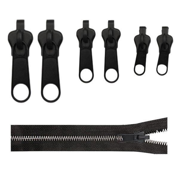 6 Pcs Zipper Pull Replacement,Metal Fix Zip Repair Kit Puller Replacement Set Universal Durable Detachable Extension & Fixing Pulls Rescue,for Repair Jacket/Jeans/Luggage/Backpacks DIY Crafts(Black)