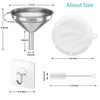 Stainless Steel Funnel Set With Strainer And Cleaning Brush Kitchen Essential