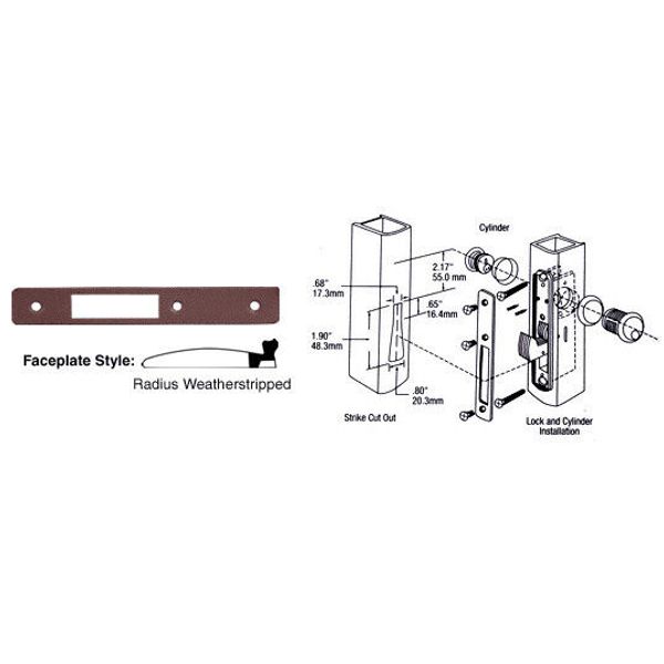 Dark Bronze Radius Weather-stripped Faceplate for DL2130 Series Hook Throw Deadl