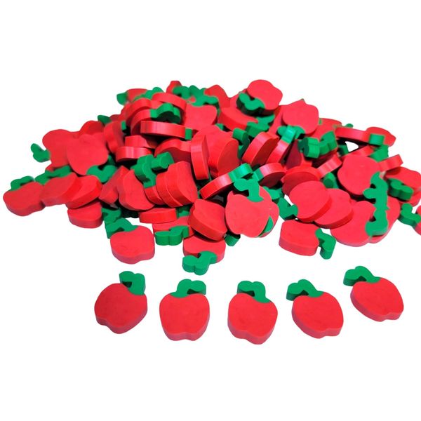 Bulk Mini Red Apple Pencil Erasers (144 Pcs) Double-Sided. Kids Stationery Arts and Crafts Drawing (144 Mini Red Apple Erasers)