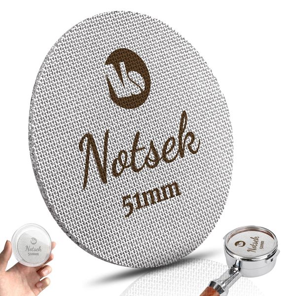 NOTSEK Puck Screen 51mm with Acrylic Storage Box, Resuable 1.7mm Thickness 150μm 316L Stainless Steel Espresso Filter Screen, Espresso Portafilter Lower Shower Screen