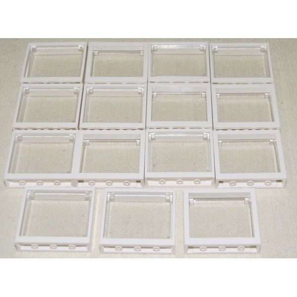 Lego 15 White Window Frame 1x4x3 With Trans-clear Glass Opening / Home Building