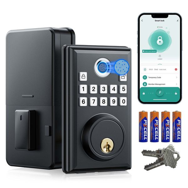 Fingerprint WiFi Smart Door Lock Biometric Keyless Entry Deadbolt Bluetooth APP