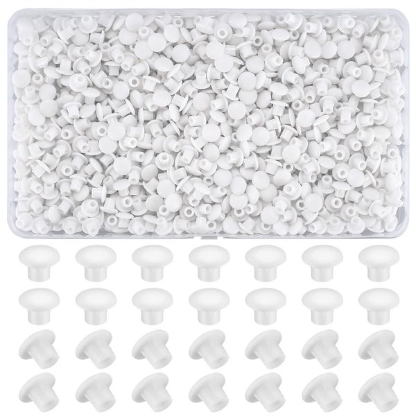 800 Pcs 5mm Drill Hole Cover Caps, Plastic Hole Plugs, Round Button Plugs Screw Hole Caps Covers, Drilling Cover Plugs for Furniture Kitchen Cabinet Cupboard Shelves Wardrobe Bookcase - White