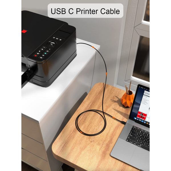 CableCreation USB-C to USB-B 3m Printer Cable - Compatible with Mac, Yamaha, Casio Digital Piano, MIDI Controller, DJ Controller - Black