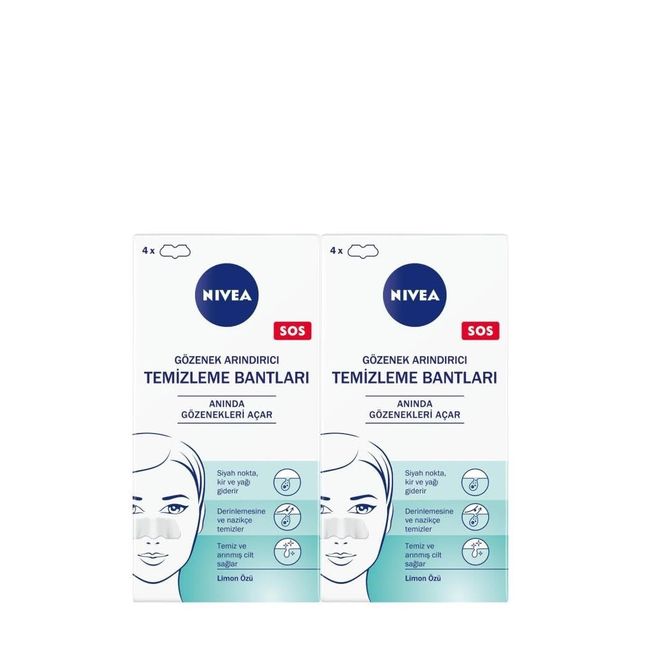 NIVEA Gözenek Arındırıcı Siyah Nokta & T-Bölgesi Temizleyici Bantlar (4 Adet) x2 Adet