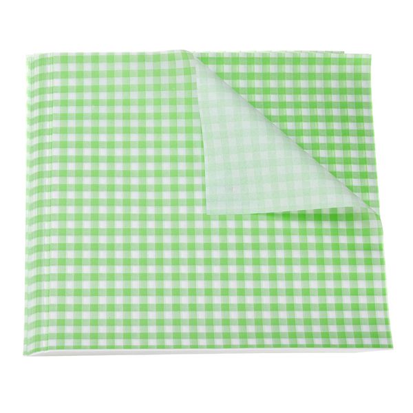 uxcell 100 Square Plaid Wax Paper Sheets 9.84" x 9.84" Oil Absorbent Dry Food Packaging Paper Paper Liner Baking Paper Liner for Sandwich Picnic Basket Bread Hamburger Wrap Kitchen Green