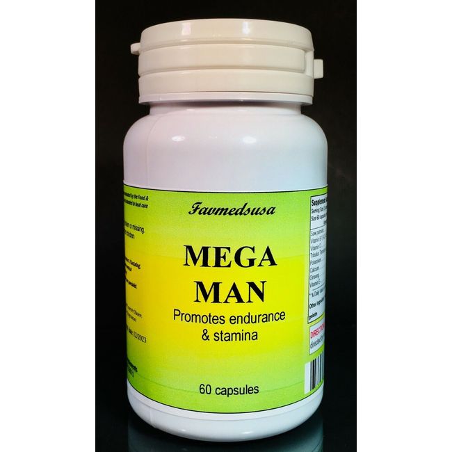 Mega Man ~ 60 capsules multi-vitamins, Tribulus Terrestris ginseng. Made in USA.