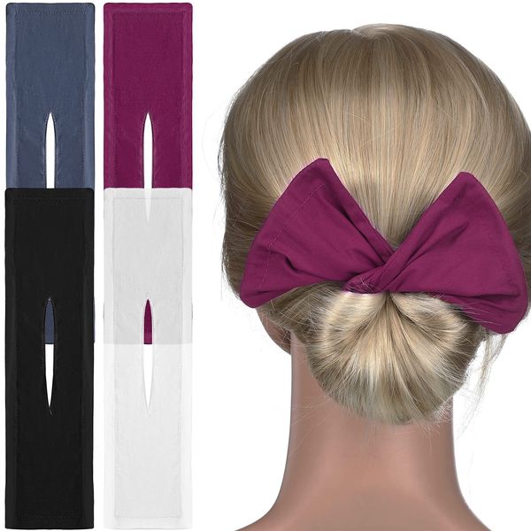 Canlierr 4 Pieces Hair Bun Maker Lazy Hair Curler Cloth Hair Clips Deft Bun Maker Cloth Clip Twist Hair Bun Maker Donut Bun Maker Flexible Reusable French Hairstyle Twist Bun Hair Accessories