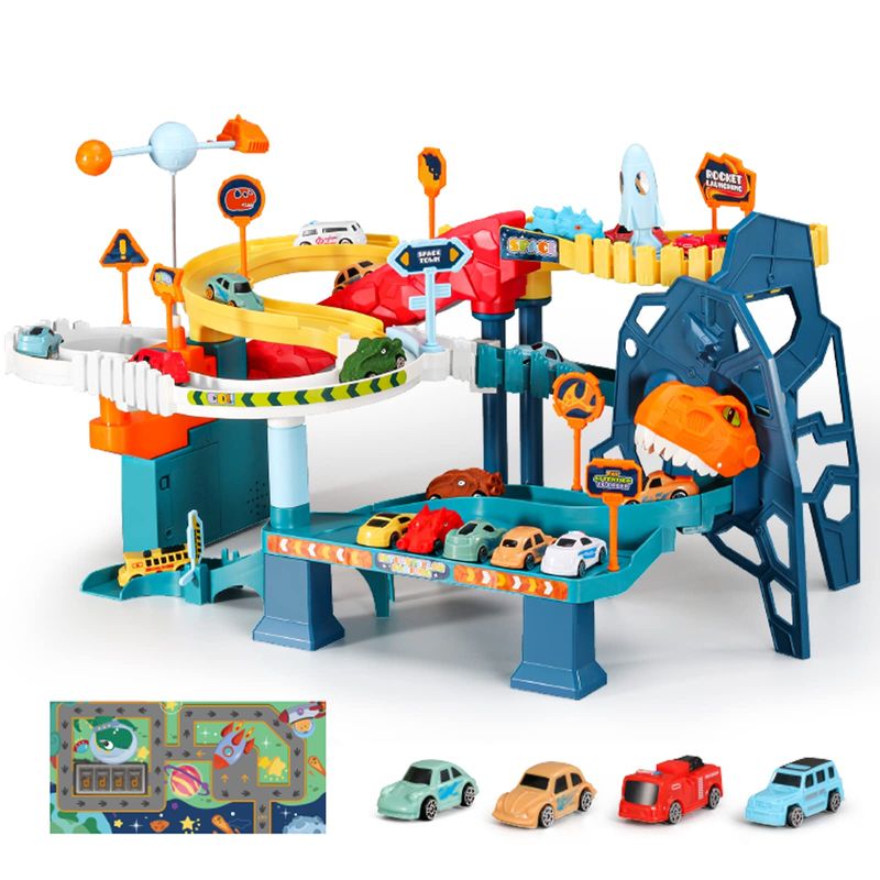 RedCrab Kids Space Car Playset Toy Ramp Track Set,Winding Highway Space ...