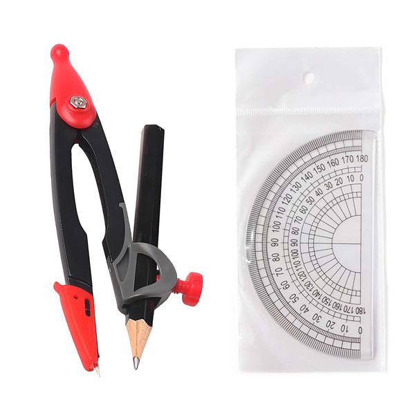 Protractor and Compass Set, Protractor Compass Drawing Tool, Circle Drawing Tool, Drafting Compass Protractor and Compass for Precise Drawing and Measuring