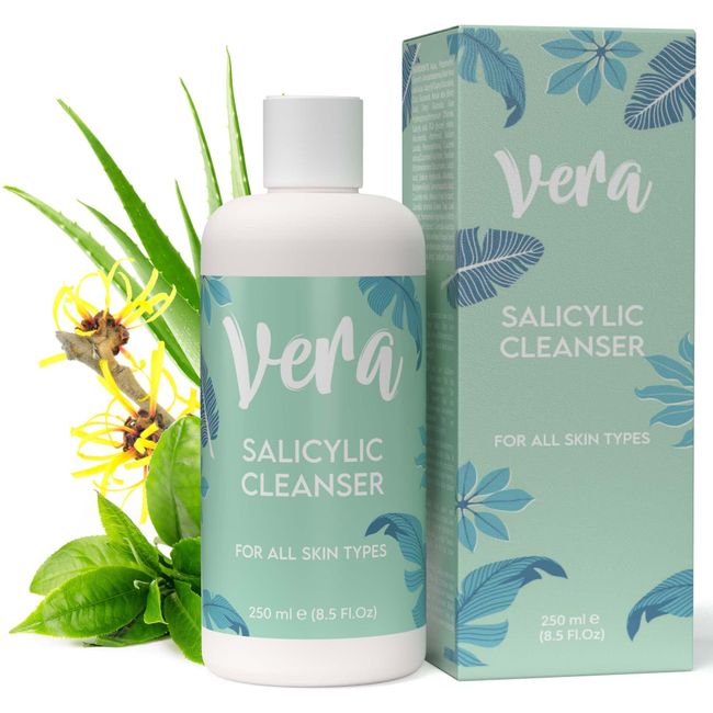 VERA Gesichtsreinigung mit sanfter Salicylsäure & Aloe Vera für geschmeidig junge Haut - pflegende Alternative zum Salicylsäure Peeling bei unreiner Haut, Salicylsäure Serum, BHA Serum 2% in [250ml]