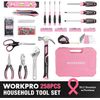 WORKPRO Pink Household Home Tool Kit, 258PCS Portable Complete Hand Tools NEW