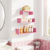 SRIWATANA Floating Shelves Wall Mounted, Solid Wood Wall Shelves, Pink