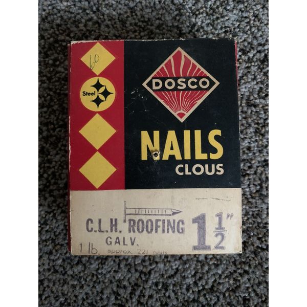 Vintage Box Of Roofing Nails Dosco