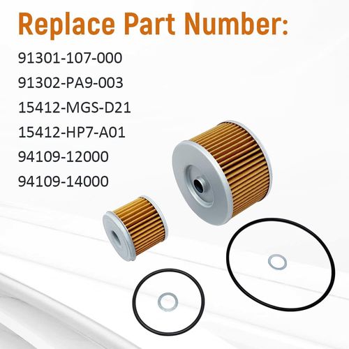 Oil Filter Change Kit Compatible with Pioneer 1000 1000-5 2016-2023 Engine Replace 15412-MGS-D21 15412-HP7-A01 94109-12000 94109-14000 91301-107-000 91302-PA9-003
