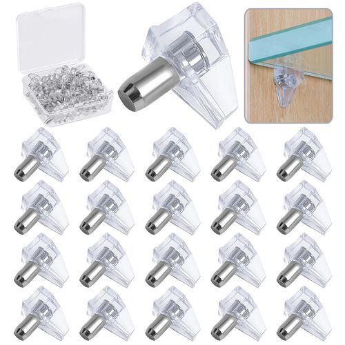 20PCS Clear 5mm Plastic Shelf Support Pegs - Locking Cabinet Shelf Pins for Kitchen, Bookshelf, Furniture - Heavy Duty, Easy Install, Replacement Pegs