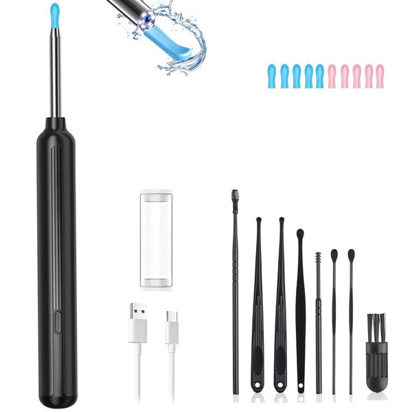 LEZHUAN Ear Cleaner with Camera with 10 Replacement Tips 8 Pcs Ear Picks for Android/iOS