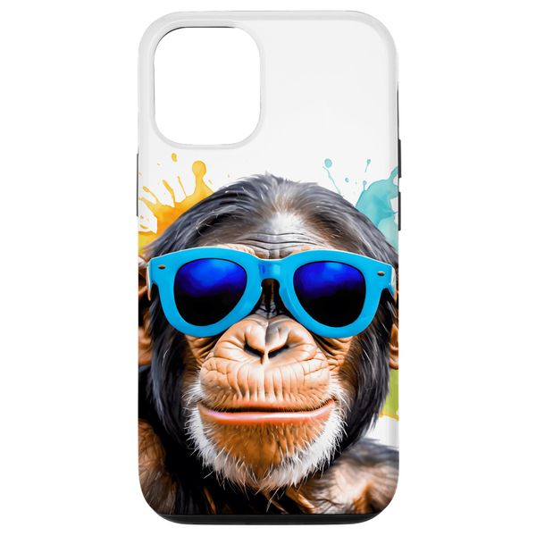 iPhone 12/12 Pro Chimp Sunglasses Chimpanzee Monkey Funny Art Print Graphic Case