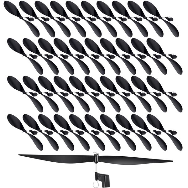 Libima 40 Pcs Plastic Propeller for STEM Activities Fold Resistant Propeller Blades with Rubber Band Hooks for Airplanes and Helicopters from School and Research Institution, 7.1 Inches (Black)