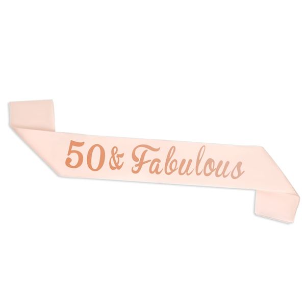 CHEERYMAGIC 50th Birthday Sash, Rose Gold Birthday Satin Sash for 50th Birthday Decorations Women Birthday Gift Party Accessories A5SRJDWS