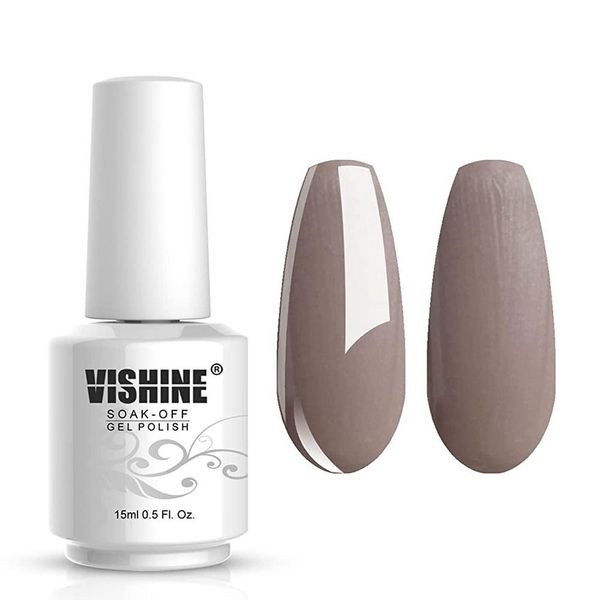 Vishine Gelpolish Lacquer Shiny Color Soak Off UV LED Gel Nail Polish Professional Manicure Beige Brown 1542