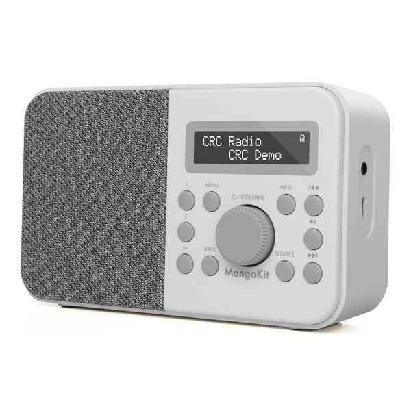 MangoKit PR2S DAB Radio Portable,DAB+ Digital Radio and FM Kitchen Radio,DAB Radio with Bluetooth, Display, Alarm&Clock&Snooze Timer,40 Preset Stations,Headphones, Radios Mains and Battery-Stone Grey