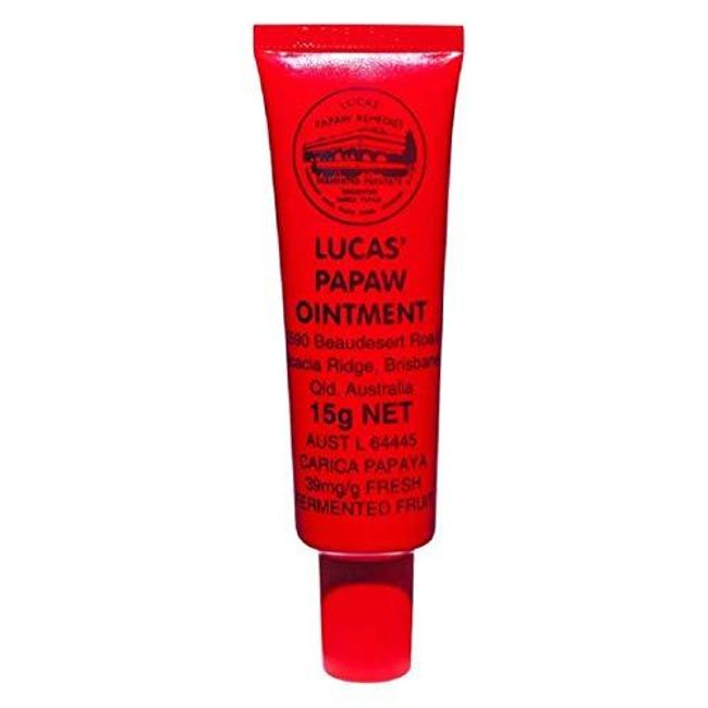 Lucas Papaw Ointment 15G (With Lip Applicator) | Best Paw Paw Cream for Chapped Lips, Minor Burns, Sunburn, Cuts, Insect Bites and Diaper Rash