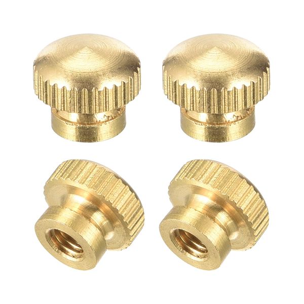 uxcell Brass Knurling Knob Nut M4x0.7mm Round Step Knob Fastener for 3D Printer Electronics 4pcs