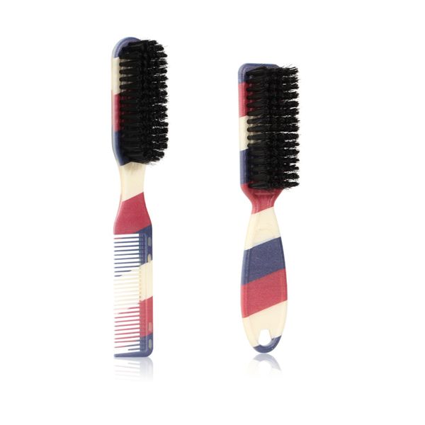 TIEGUANJIA 2Pcs Double-sided Comb Brush Professional Shave Beard Brush Barber Carving Cleaning Brush Soft Barber Brush Small Beard Styling Brush Retro Oil Head Brush for Hair Barber Brush Beard