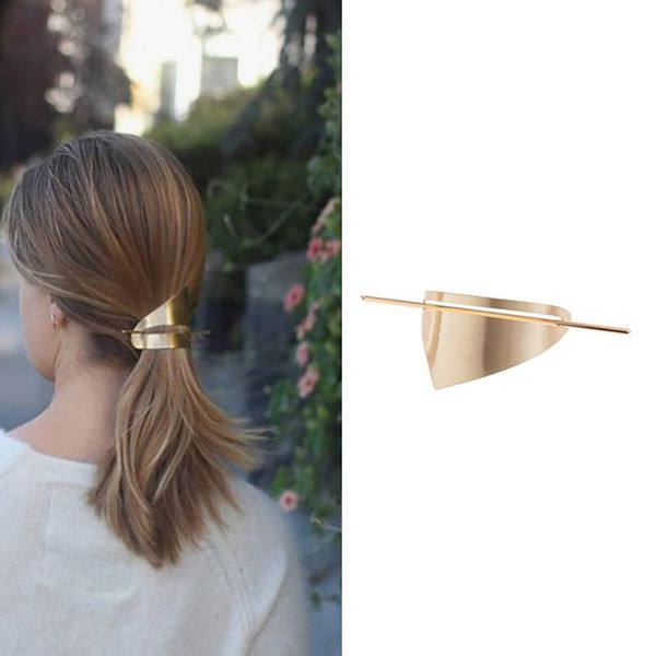 Cubahop Vintage Dreiecke Metall Haarspangen Geometry Smooth unregelmäßige Haar-Accessoires Pin für Frauen und Mädchen (Gold)