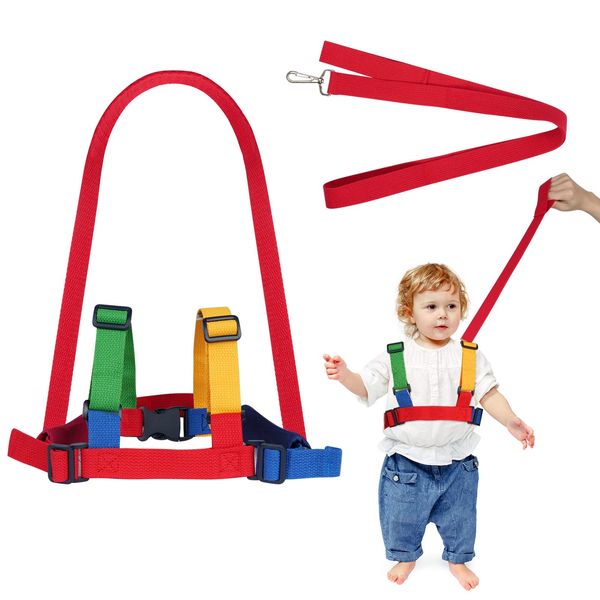 AOMIG Baby Reins, Baby Walking Reins and Toddler Safety Harness, Baby Reins Safety Leash for Toddlers Boys and Girls (Red)