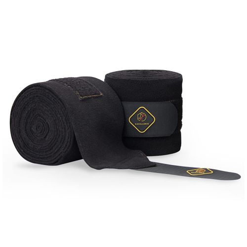 Kavallerie Elastic Fleece Bandages for Horses, Non- Slip and Snug fit Breathable Material for Injury Protection and Superior Legs Support, Stocking up Solution - Black - (2 Units Per Pack)