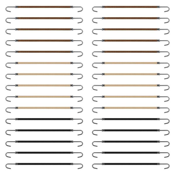 30 Stück elastische Bungee-Haargummis, Haargummis mit Haken, Bungee-Cord Haargummi (Schwarz, Kaffee und Aprikose)