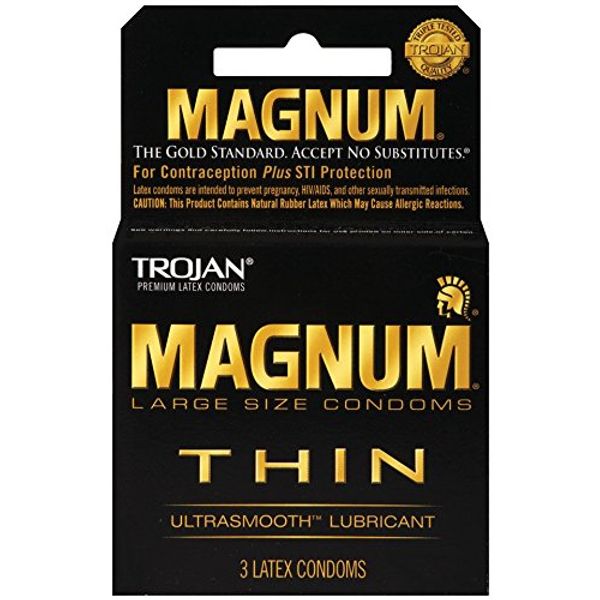 TROJAN Magnum Thin Lubricated Condoms, 3 Count