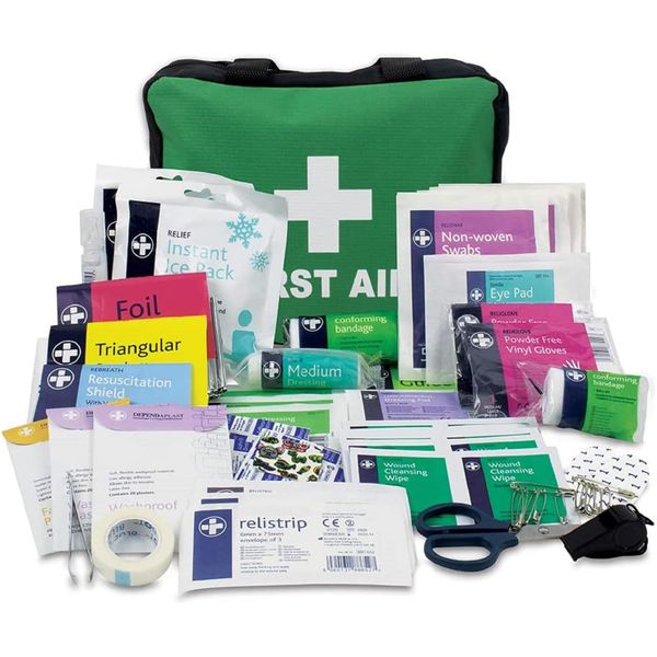 Lewis-Plast First Aid Kit Bag - 160 Piece Survival Kits - Safety Essentials for Travel Car Home Camping Work Hiking Holiday - Pack Supplies - Medium