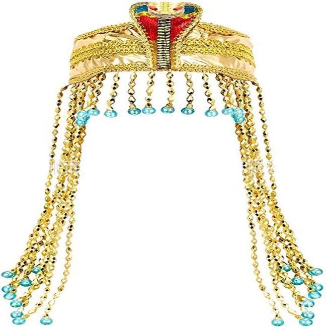 HPMAISON Women's Egyptian Costume Accessories Cleopatra's Headdress Gold Snake Beaded Headband Pharaoh's Crown Jewelry Cosplay Photograph Props for Halloween Carnival Costume Theme Party Show